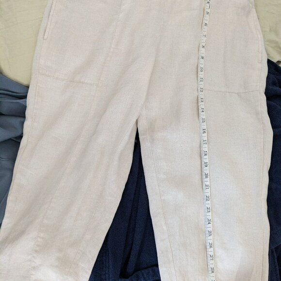 Summer-perfect Eileen Fisher Linen Tapered Leg Pants Large - Picture 2 of 3